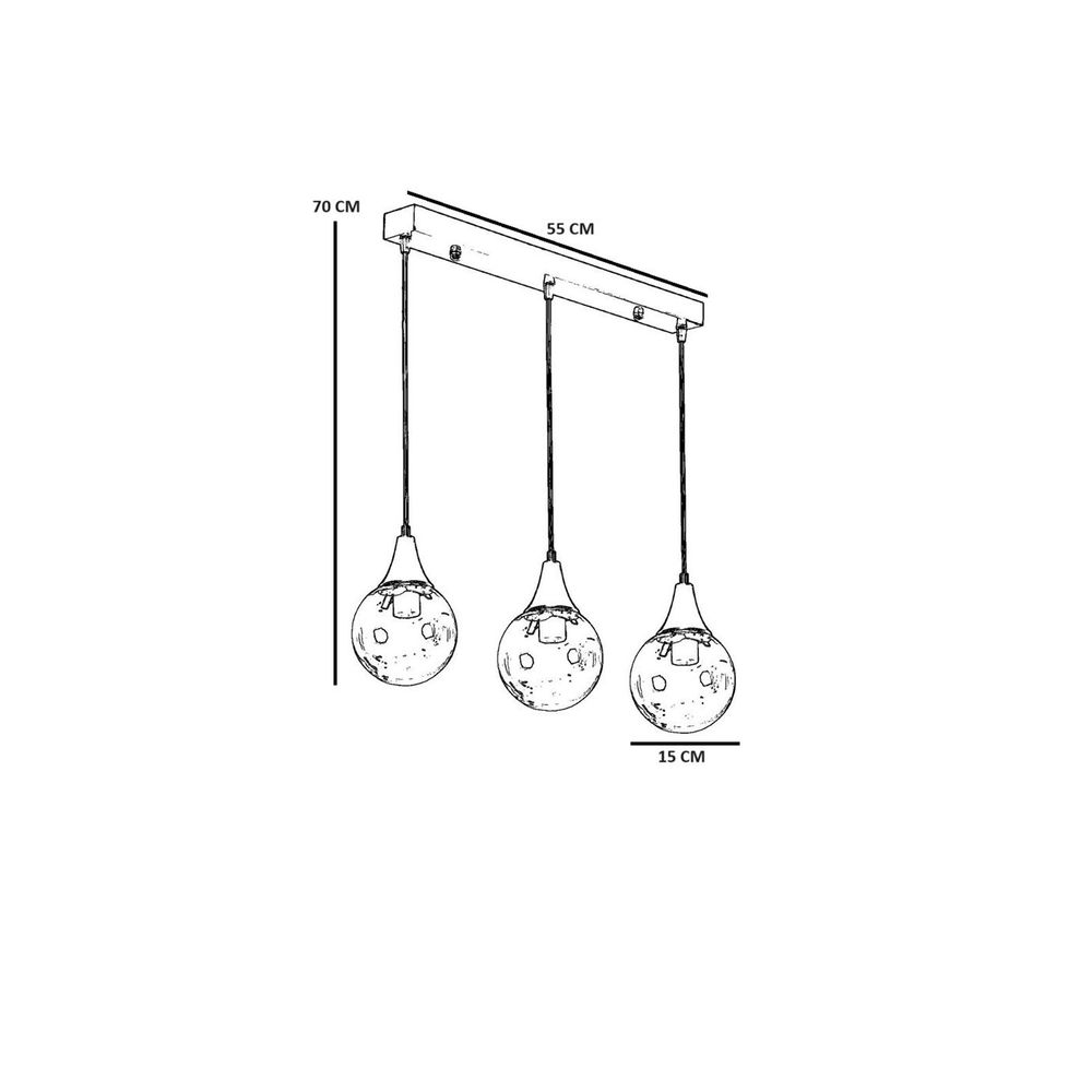 Afra 3 Lü Sıralı Eskitme Bal Camlı Sarkıt Amber Gold Luster slika 4