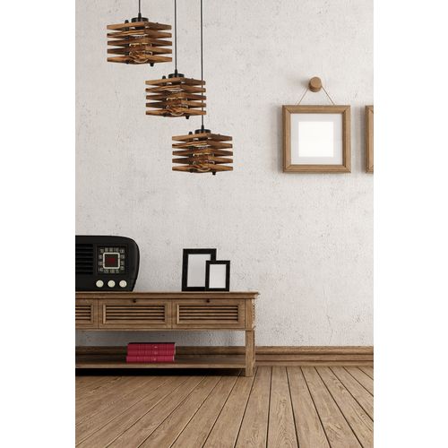 Cara Ahşap 3 Lü Tepsili Yanık Sarkıt Brown Chandelier slika 1