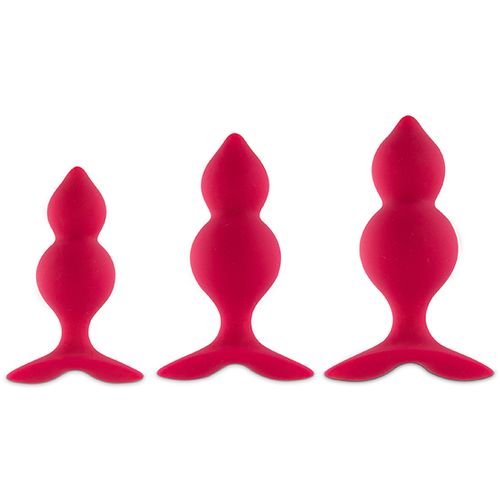 Trodijelni komplet analnih čepova FeelzToys - Bibi Twin, ružičasti slika 3