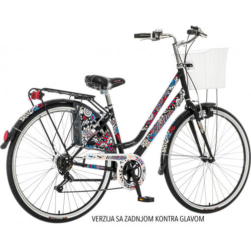 Visitor - FAS284F 28"/17" VISITOR BELL ROSE CRNO CRVENO PLAVI - gradski bicikli slika 1