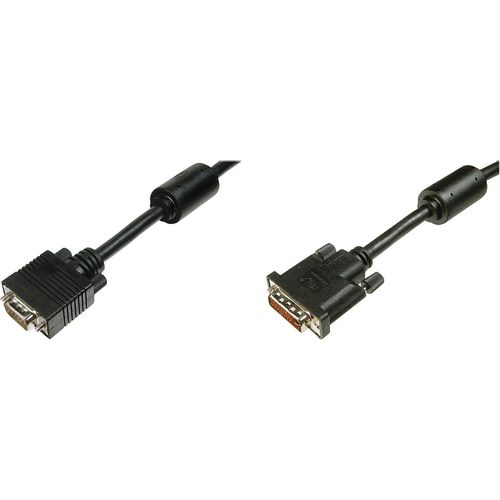 Digitus DVI / VGA adapterski kabel DVI-I 24+5-polni utikač, VGA 15-polni utikač 2.00 m crna AK-320300-020-S mogućnost vijčanog spajanja, s feritnom jezgrom DVI kabel slika 2