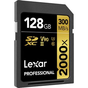 Lexar SD 128GB 2000x SDHC UHS-II card, 300MB/sread 260MB/s write C10 V90 U3