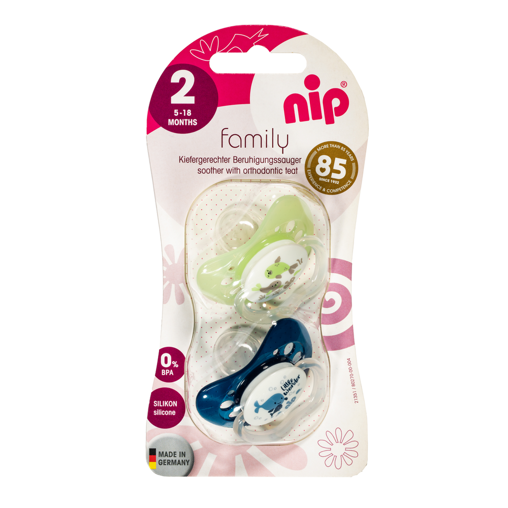 nip® Duda varalica Family 5-18mj (veličina 2) - Silikon, 2kom Zelena, Plava slika 3