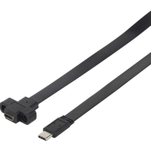 Renkforce USB kabel USB 3.2 gen. 1 (USB 3.0) USB-C® utikač, USB-C® utičnica 0.25 m crna mogućnost vijčanog spajanja, visokofleksibilan RF-3415030 slika 2