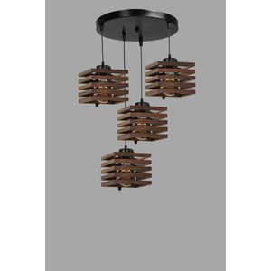 Cara ahşap 4 lü tepsili ceviz sarkıt Brown Chandelier