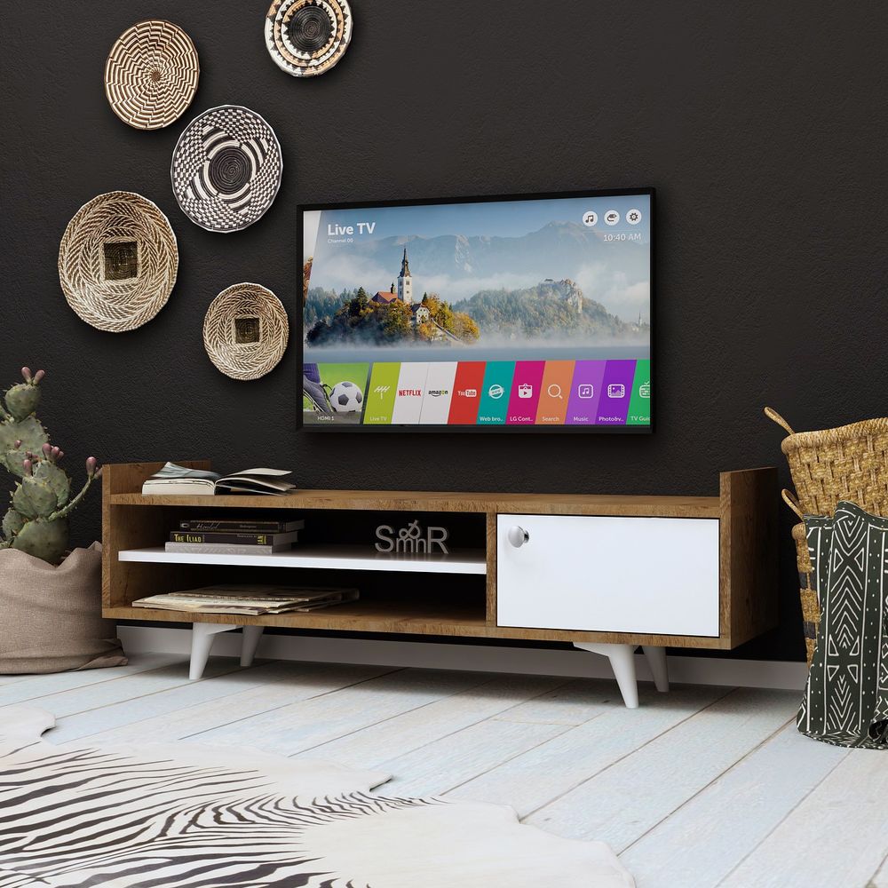 TV Stalak Ticaba u Bojama Hrasta i Bijele slika 2