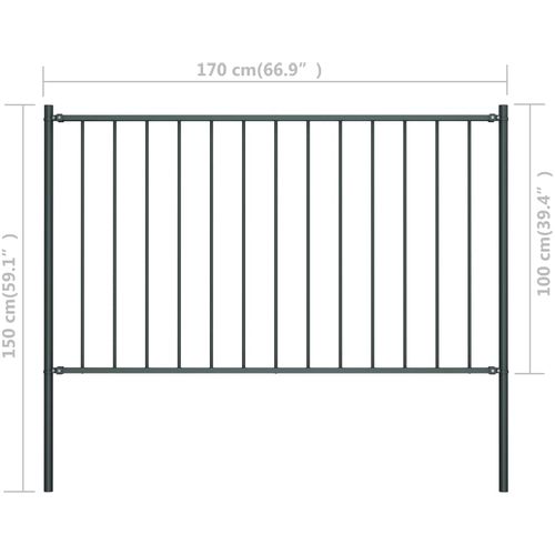 Panel za ogradu sa stupovima čelični 1,7 x 1 m antracit slika 10