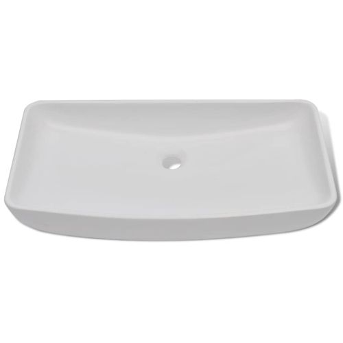 Umivaonik s miješalicom keramički pravokutni bijeli slika 3