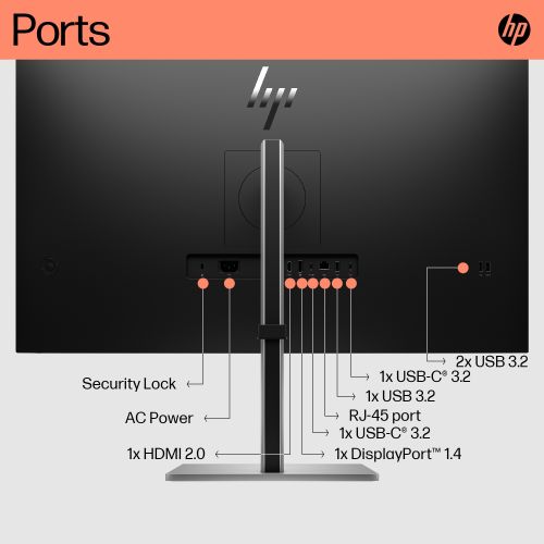 HP 6N4D6AA 31.5" IPS AG 4K UHD 3840x2160@60Hz, 16:9, 1000:1, 5ms, 350cd/m², 178°/178°, 1 HDMI 2.0, 1 DP 1.4, 2 USB-C 3.1, 3 USB-A 3.1, 1 RJ-45, 2x3W, VESA 100x100mm, Height, Tilt, Swivel, Pivot, Black/Silver, 3yw, HP E32k G5 slika 12