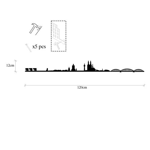 Wallity Metalna zidna dekoracija, Cologne Skyline slika 6