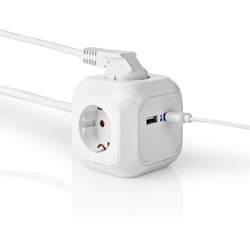 Nedis (EXSOC415UFWT) produžni kabl sa 4 utičnice+2xUSB charger beli slika 1