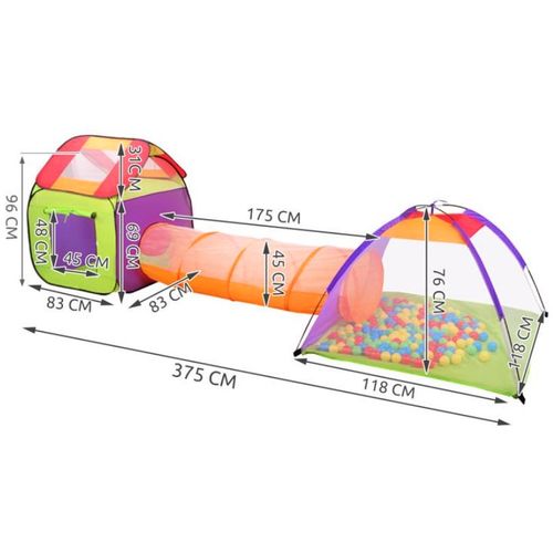 Veliki šator za djecu House + tunel + 200 loptica slika 9