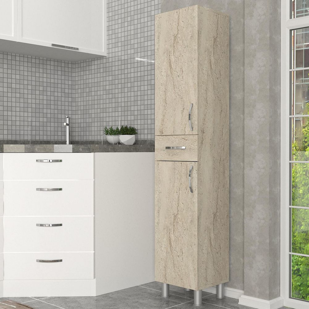 Selin 2 Doors 1 Drawer Travertine Bathroom Cabinet slika 5