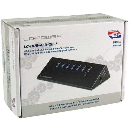 USB LC Power LC-HUB-ALU-2B-7 HUB 6+1port USB3.0 Aluminium slika 1