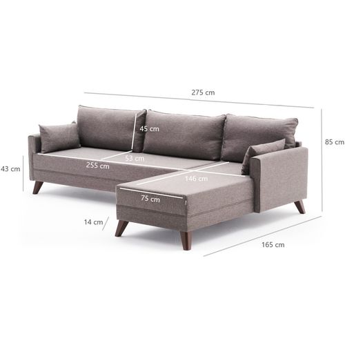 Atelier Del Sofa Kutna garnitura, Smeđa, Bella Corner Sofa Right - Brown slika 8