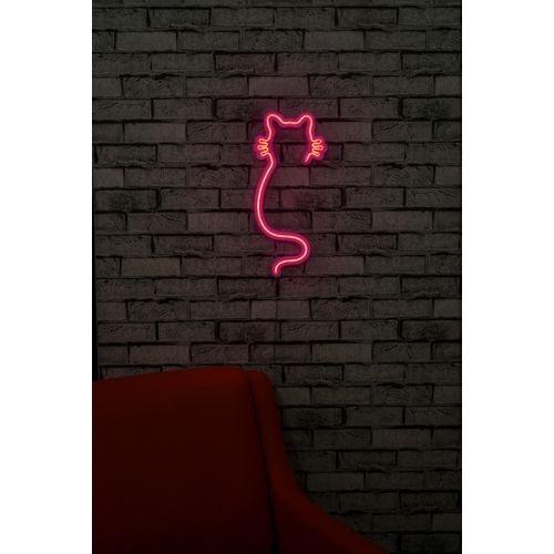 Wallity Cat - Pink Pink Dekorativna Plastična LED Rasveta slika 3