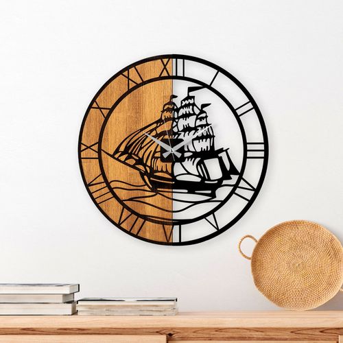 Wallity Ukrasni drveni zidni sat, Wooden Clock - 65 slika 1