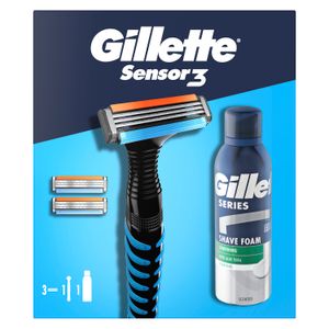 Poklon paket: Gillette brijač Sensor3 + 3 zamjenskih britvice + pjena za brijanje Series