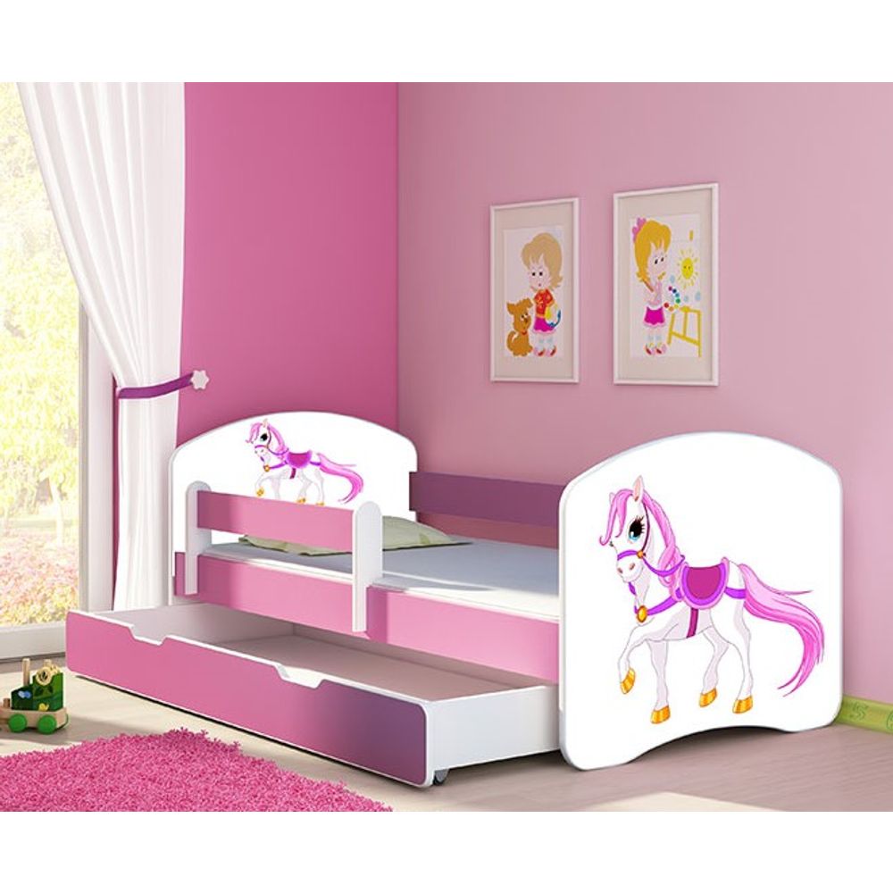 ACMA Dječiji krevet Acma II sa ladicom Pink - 180x80cm - Dezen 43 slika 1