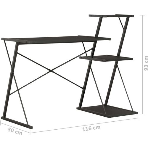 Radni stol s policom crni 116 x 50 x 93 cm slika 7