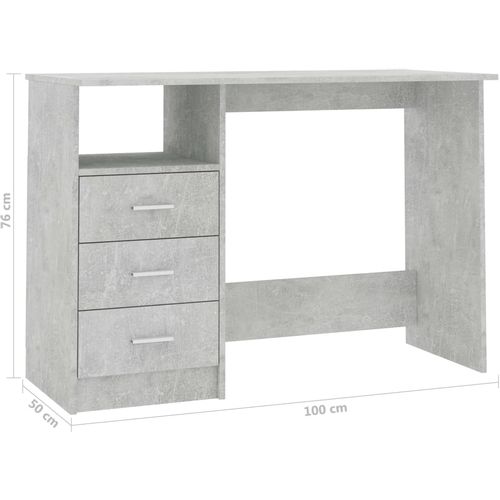 Radni stol s ladicama siva boja betona 110 x 50 x 76 cm iverica slika 6