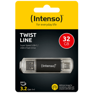 Intenso USB Flash drive 32GB, USB 3.2, USB-C, USB-A, Twist Line - USB3.2-32GB/Twist Line