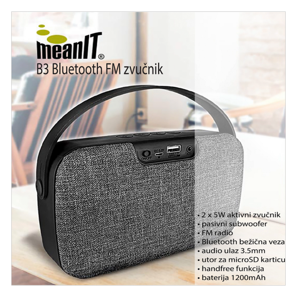 MeanIT Zvučnik bežični, FM radio, Bluetooth, 2 x 5W - B3 slika 2