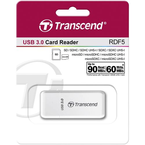 Transcend TS-RDF5W Card reader, Mini F5, USB3.0, SD/MicroSD SDHC/SDXC/UHS-I, White slika 3