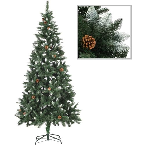 Umjetno božićno drvce sa šiškama i bijelim sjajem 210 cm slika 1