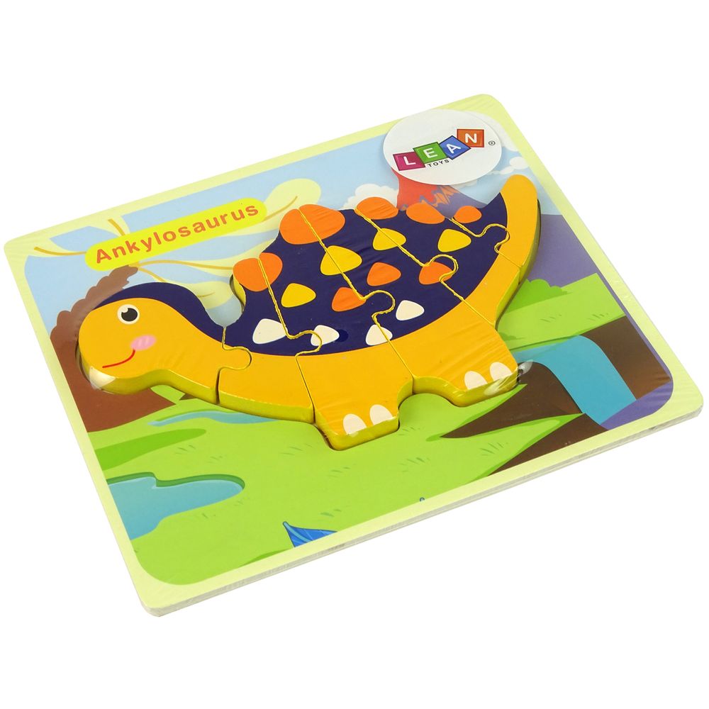 Drvena slagalica dinosauri triceratops ankylosaurus narančasta slika 4