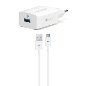 Ttec Punjač Zidni - Uni 1xUSB (QC 3.0) - White - +USB-C cable 1,2m