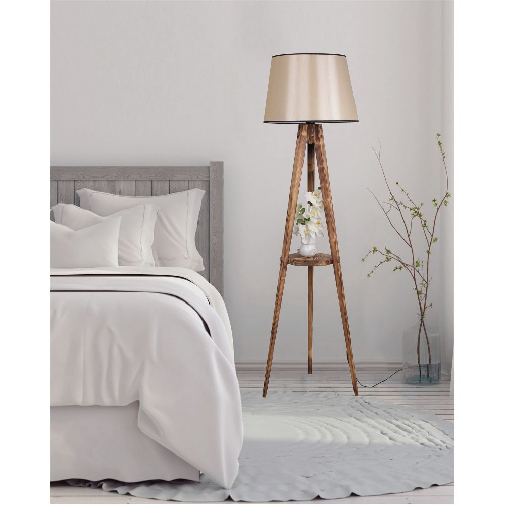 Sehbalı Tripod Yanık Lambader Pramit 15-3 Abajurlu Brown Floor Lamp slika 1