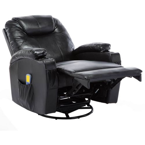 Električna ljuljajuća fotelja za masažu od umjetne kože crni slika 6