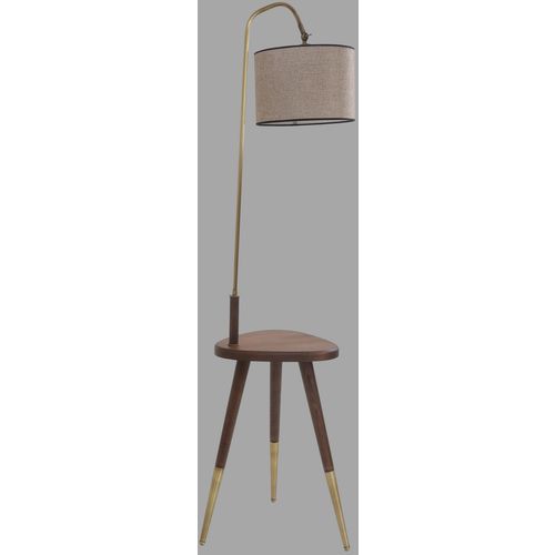 Demet Eskitme Lambader Silindir Koyu Hasır Abajurlu Copper Floor Lamp slika 4