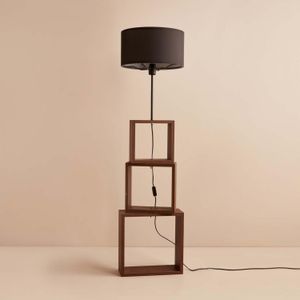AYD-3471 Crno-smeđa Drvena Podna Lampa