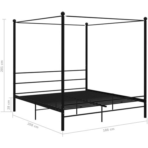 Okvir za krevet s nadstrešnicom crni metalni 180 x 200 cm slika 6