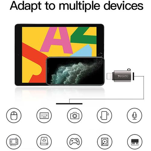 Yesido - OTG adapter (GS14) - USB 3.0 na Lightning- Plug & Play- 480 Mbps - crni slika 3