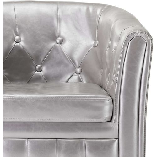 Fotelja od umjetne kože s osloncem za noge srebrna slika 29